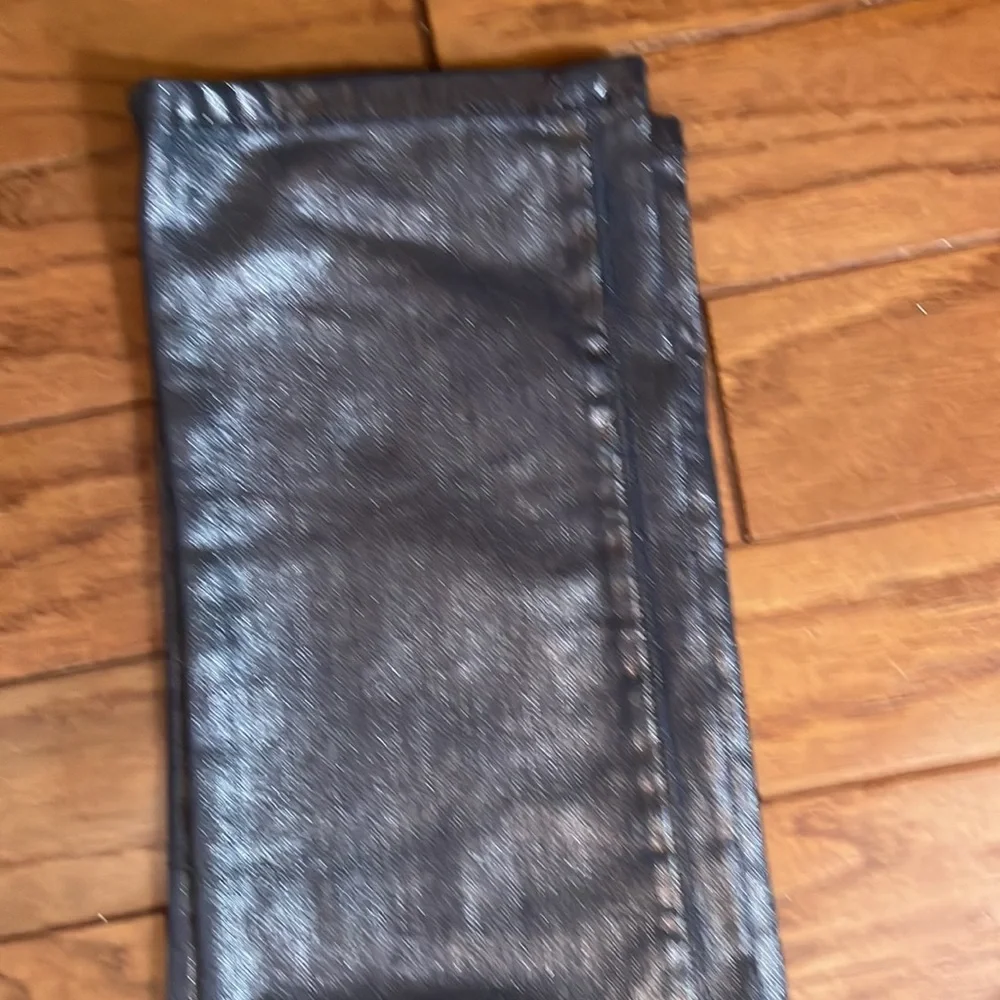 LANDS END 8 tall coated BLUE jeans 5 pocket high rise NWOT slim - Picture 3 of 14